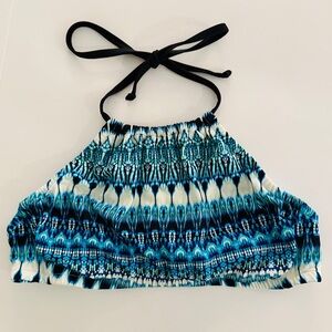 Venus High-Neck Bikini Top – Blue Tie-Dye – Size L – NWOT